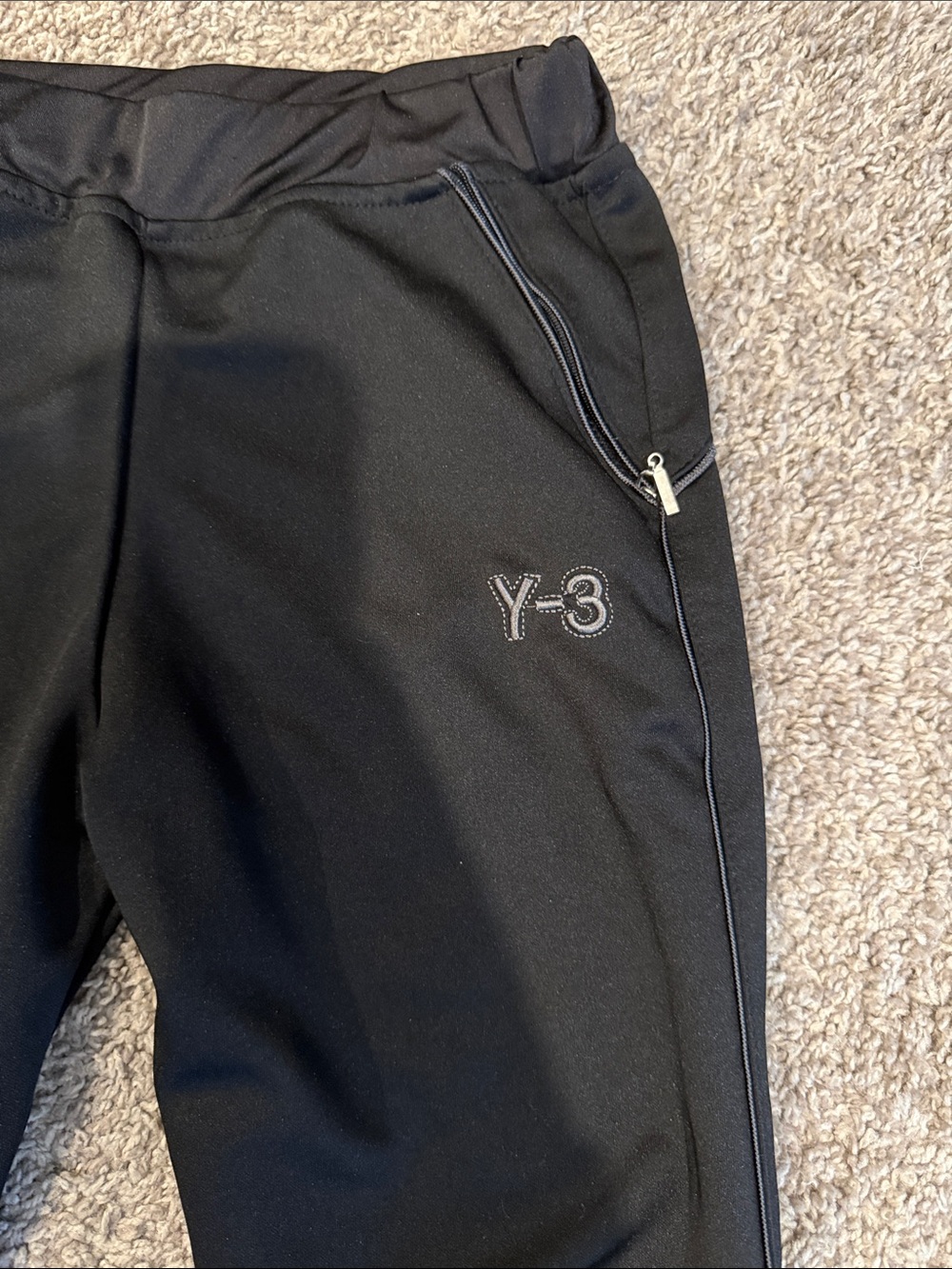 Y-3 Black Track Pants with Subtle White Piping - Picture 2 of 4